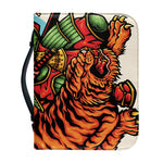 Japanese Samurai And Tiger Print Leather Bible Cover