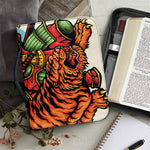 Japanese Samurai And Tiger Print Leather Bible Cover