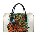 Japanese Samurai And Tiger Print Leather Duffel Bag