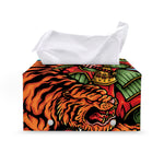 Japanese Samurai And Tiger Print Leather Tissue Box Cover