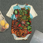 Japanese Samurai And Tiger Print Men's Bodysuit