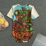 Japanese Samurai And Tiger Print Men's Bodysuit