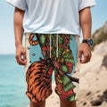 Japanese Samurai And Tiger Print Men's Cargo Shorts