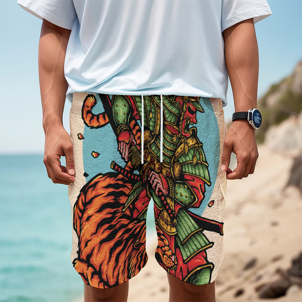 Japanese Samurai And Tiger Print Men's Cargo Shorts