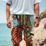 Japanese Samurai And Tiger Print Men's Cargo Shorts