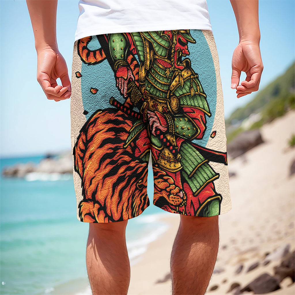 Japanese Samurai And Tiger Print Men's Cargo Shorts