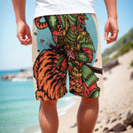 Japanese Samurai And Tiger Print Men's Cargo Shorts