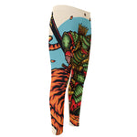 Japanese Samurai And Tiger Print Men's Compression Pants