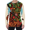 Japanese Samurai And Tiger Print Men's Long Sleeve T-Shirt