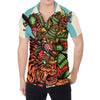 Japanese Samurai And Tiger Print Men's Shirt