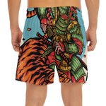 Japanese Samurai And Tiger Print Men's Split Running Shorts
