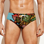 Japanese Samurai And Tiger Print Men's Swim Briefs