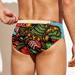 Japanese Samurai And Tiger Print Men's Swim Briefs