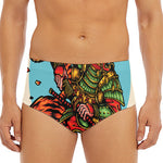 Japanese Samurai And Tiger Print Men's Triangle Swim Briefs