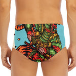 Japanese Samurai And Tiger Print Men's Triangle Swim Briefs
