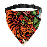 Japanese Samurai And Tiger Print Over The Collar Dog Bandana