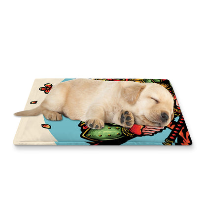 Japanese Samurai And Tiger Print Pet Cooling Mat Cover
