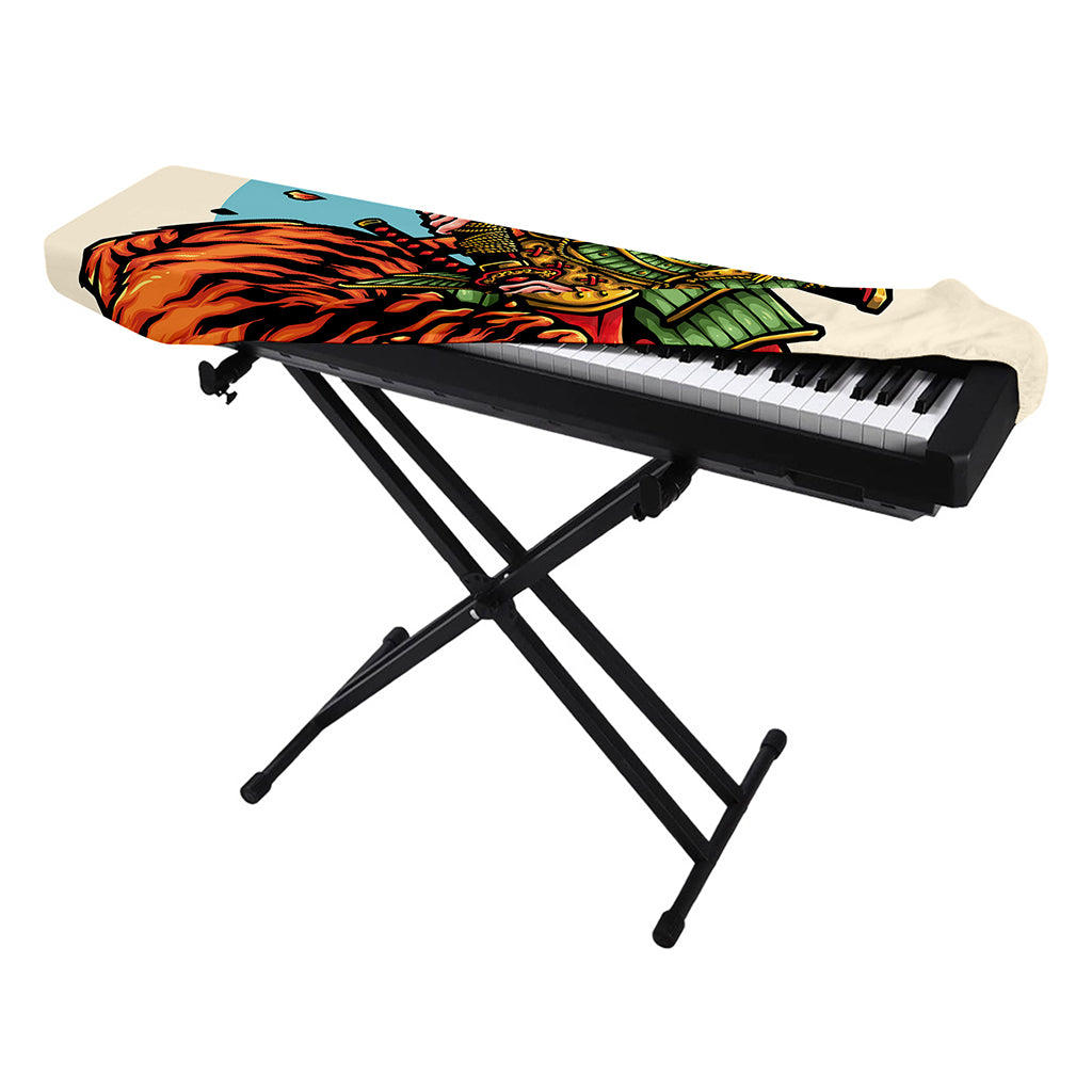 Japanese Samurai And Tiger Print Piano Keyboard Cover