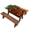 Japanese Samurai And Tiger Print Picnic Table Cover