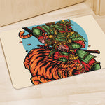 Japanese Samurai And Tiger Print Polyester Doormat