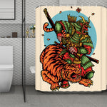 Japanese Samurai And Tiger Print Polyester Shower Curtain