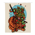 Japanese Samurai And Tiger Print Polyester Shower Curtain