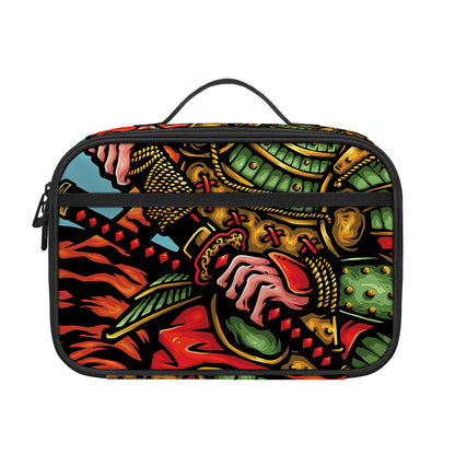 Japanese Samurai And Tiger Print Portable Lunch Bag