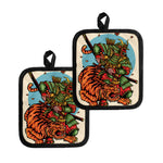 Japanese Samurai And Tiger Print Pot Holders