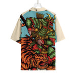 Japanese Samurai And Tiger Print Rayon Hawaiian Shirt