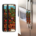 Japanese Samurai And Tiger Print Refrigerator Handle Covers