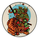Japanese Samurai And Tiger Print Round Floor Mat