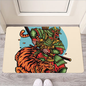 Japanese Samurai And Tiger Print Rubber Doormat