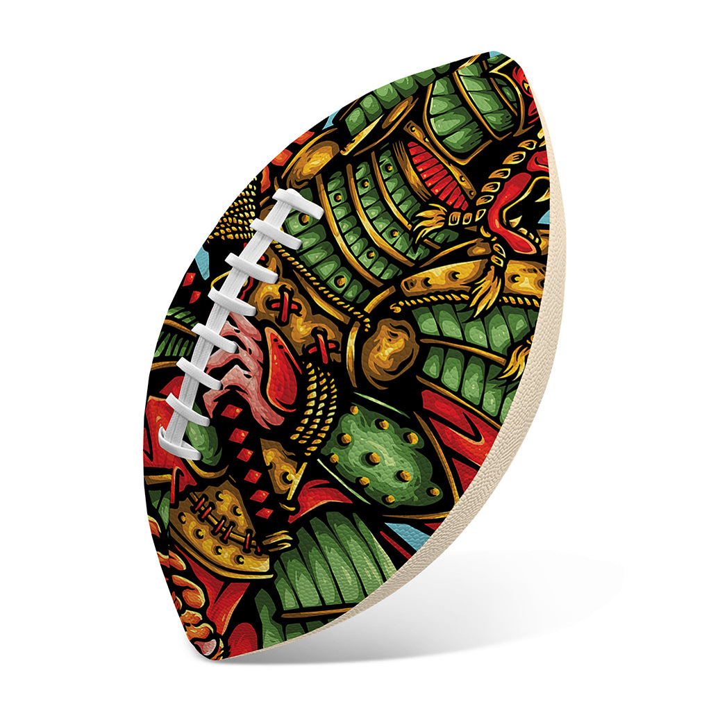Japanese Samurai And Tiger Print Rugby Ball