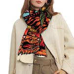 Japanese Samurai And Tiger Print Scarf