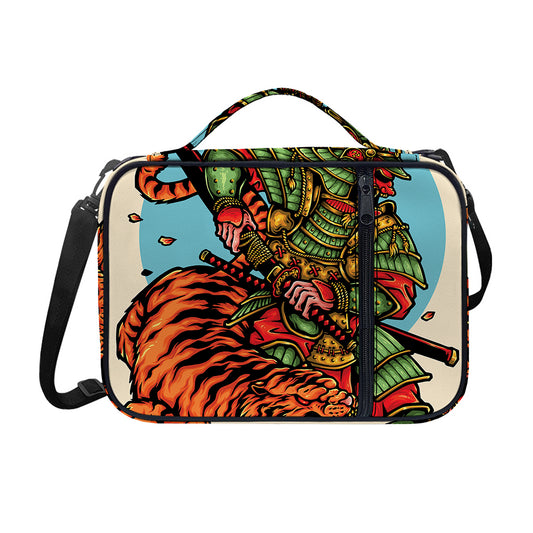 Japanese Samurai And Tiger Print Shoulder Strap Bible Bag