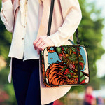 Japanese Samurai And Tiger Print Shoulder Strap Bible Bag