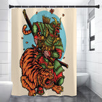 Japanese Samurai And Tiger Print Shower Curtain