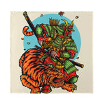 Japanese Samurai And Tiger Print Silk Bandana