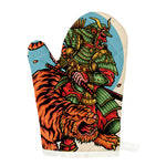 Japanese Samurai And Tiger Print Single Oven Mitt