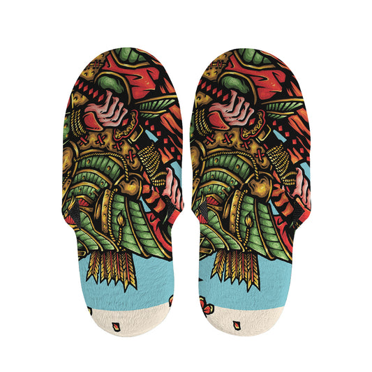 Japanese Samurai And Tiger Print Slippers