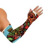 Japanese Samurai And Tiger Print Sun Protection Arm Sleeves