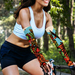 Japanese Samurai And Tiger Print Sun Protection Arm Sleeves