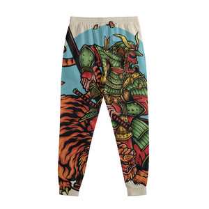 Japanese Samurai And Tiger Print Sweatpants