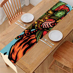 Japanese Samurai And Tiger Print Table Runner