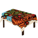 Japanese Samurai And Tiger Print Tablecloth