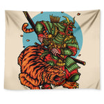 Japanese Samurai And Tiger Print Tapestry