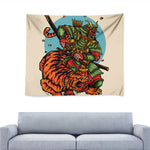 Japanese Samurai And Tiger Print Tapestry