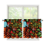Japanese Samurai And Tiger Print Tier Curtains