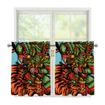 Japanese Samurai And Tiger Print Tier Curtains
