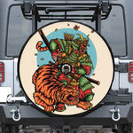 Japanese Samurai And Tiger Print Tire Cover With Camera Hole